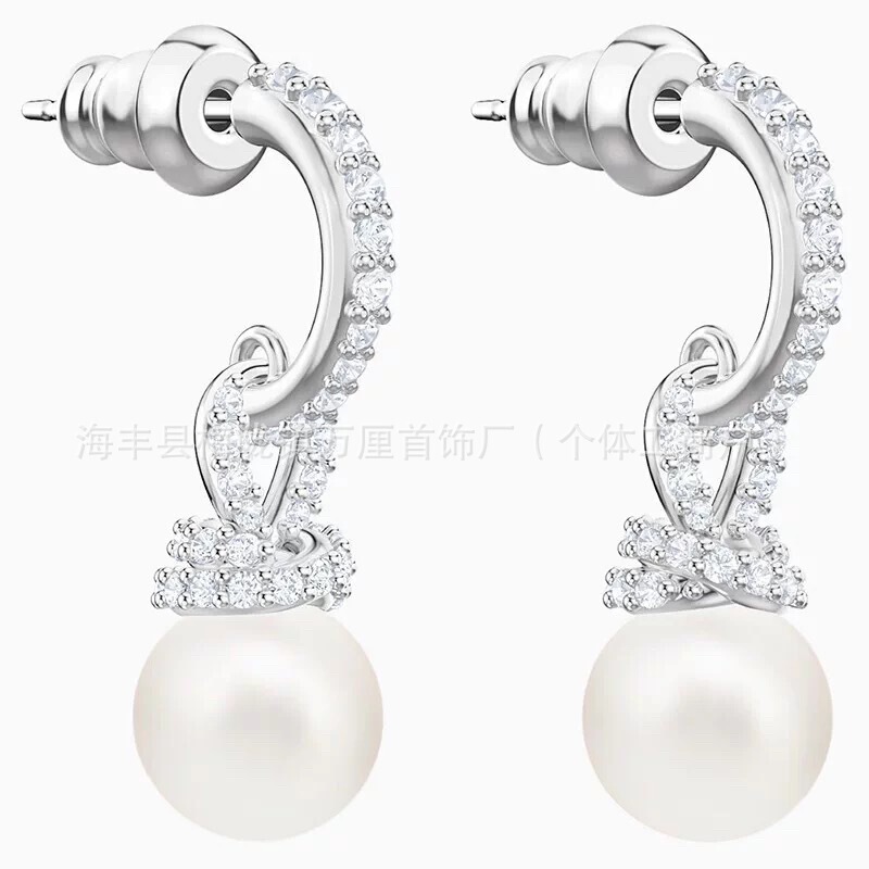 施华洛水晶世奇灵动天鹅跳动的心耳环施家高版本恶魔之眼耳钉女|undefined
