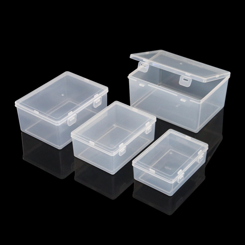 Rectangular transparent plastic packing box parts jewelry storage empty box fish hook electronic components double buckle organizing box