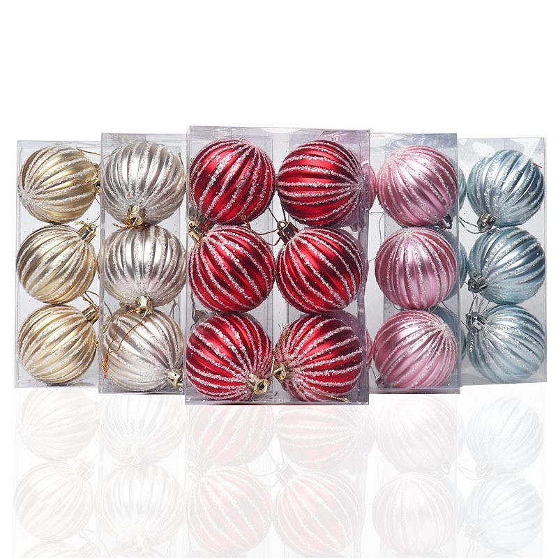 Transfronterizo 6cm12 bolas de Navidad en forma de calabaza adornos de árbol de navidad bolas de plástico en forma pintada