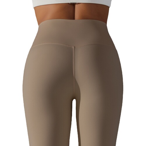 European and American naked skin-friendly yoga pants for women without embarrassing lines, high-waisted leggings, butt-lifting elastic fitness sports nine-point pants