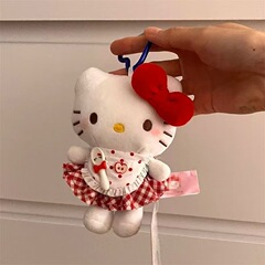 可爱kitty苹果围兜包包挂件毛绒公仔背包挂饰玩偶钥匙扣女生礼物
