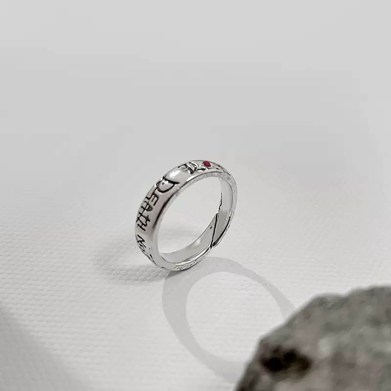 2024年潮流复古戒指个性创意朋克金属感开口可调节食指戒