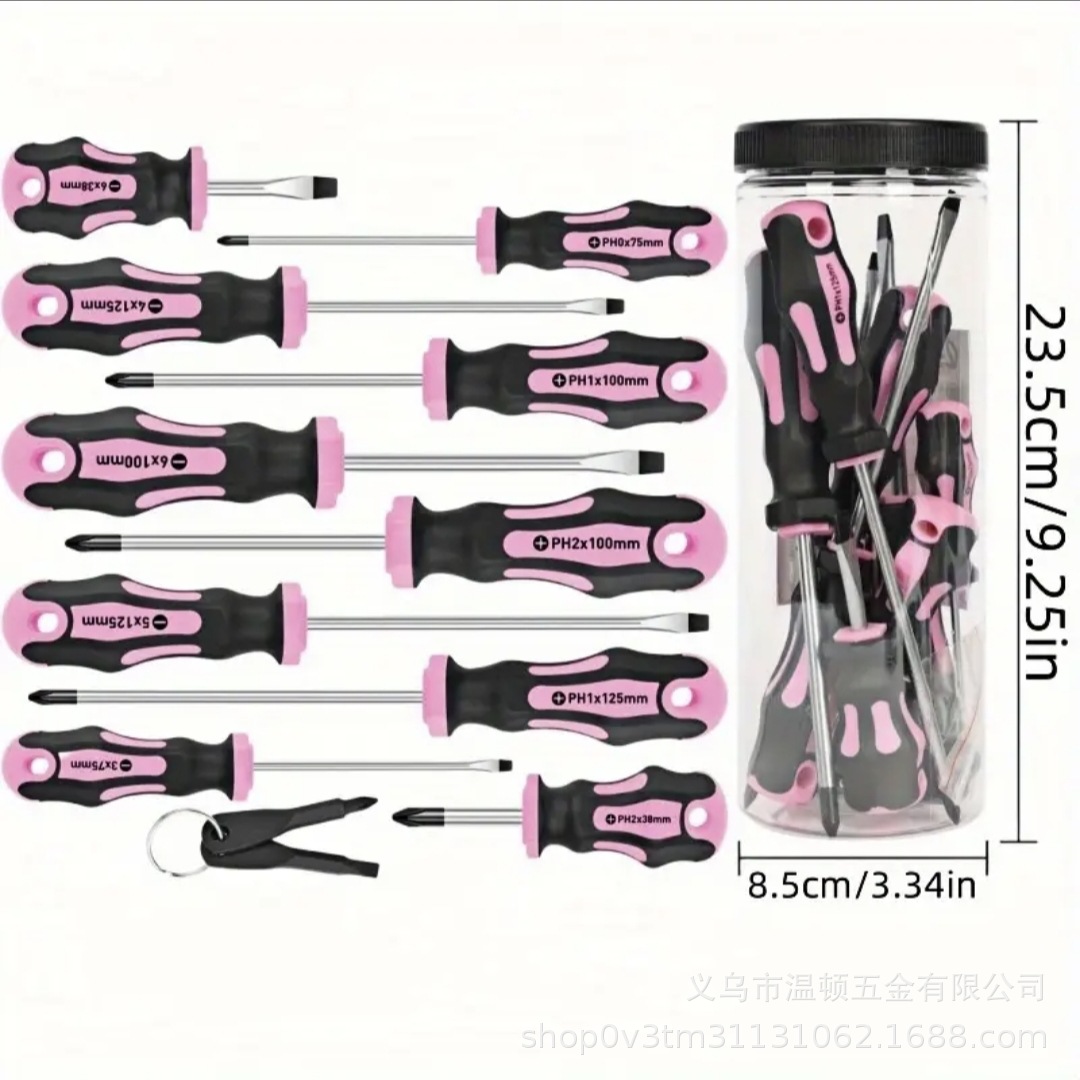 12pc 핑크 배럴 드라이버