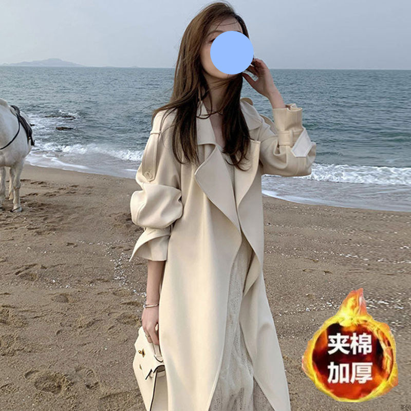 流行高个子感垂早春气质白色外套女春秋风衣韩风风衣长款|undefined