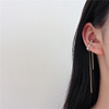 Magnetic long woven ear clips from pearl with tassels, design earrings, Japanese and Korean, simple and elegant design, trend of season