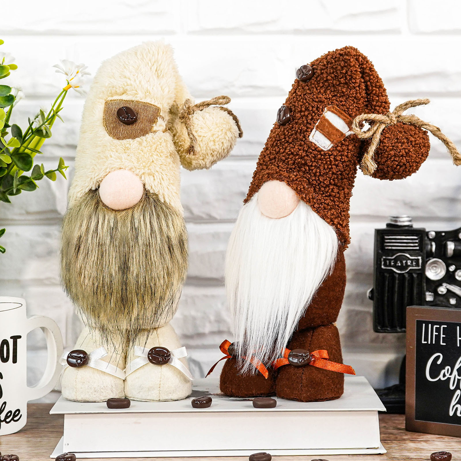 Transfronterizo nuevo festival de café sin rostro muñeca taza de café con bola de peluche muñeca de Rudolf decoraciones navideñas