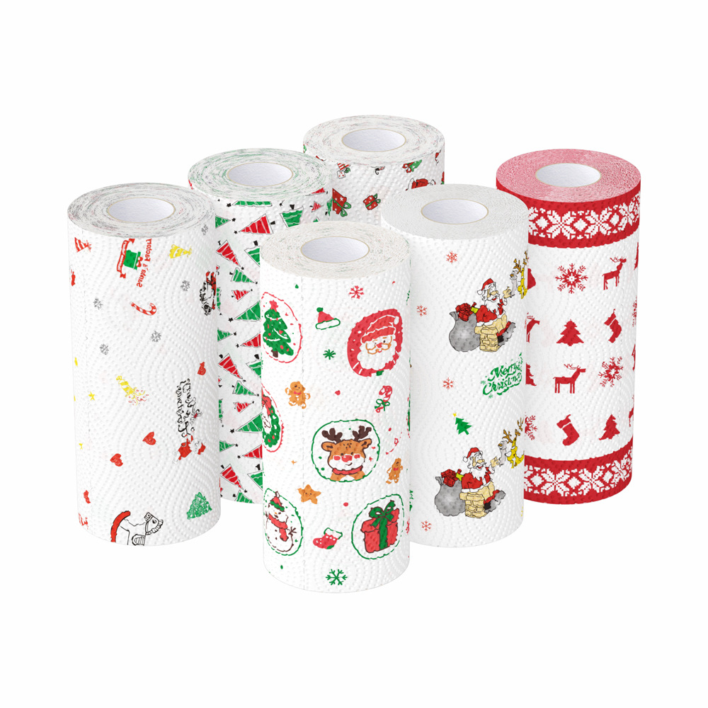Grenzüberschreitender Export Weihnachtsmuster-Serie Küchenpapier Öl- und Wassersaugfähiges Papier Kreatives bedrucktes Weihnachts-Küchenpapier