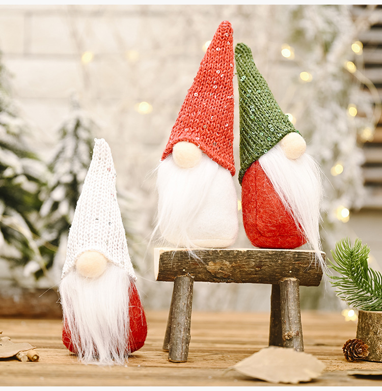 Christmas Decorative Creative New Sequin Cap Forest Old Man Little Doll Decoration Christmas Supplies Faceless Doll display picture 9