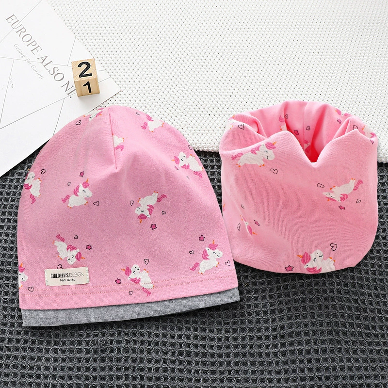 Demi-season kids' cotton set with scarf in Korean style, 2-8y, 48-54cm, multi-color options
