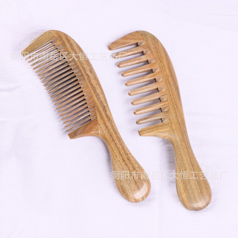 メーカー卸売緑檀木櫛 18.5cm 平柄檀木櫛ストレートヘアカーリーヘアマッサージ櫛卸売|undefined