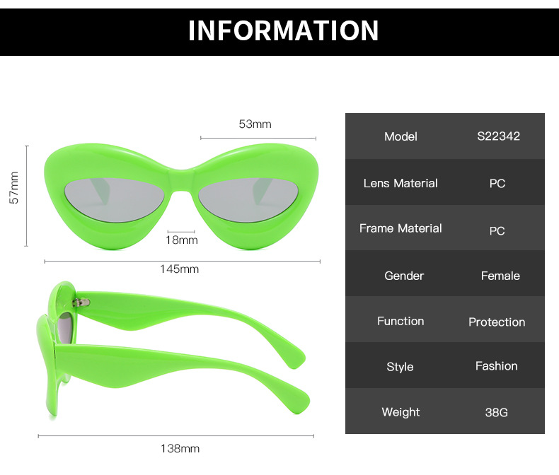 Special-Shaped Mirror Glasses Style Travel Occasion Vintage Style Lips Ac UV400 Protection Special-Shaped Mirror Full Frame Women's Sunglasses