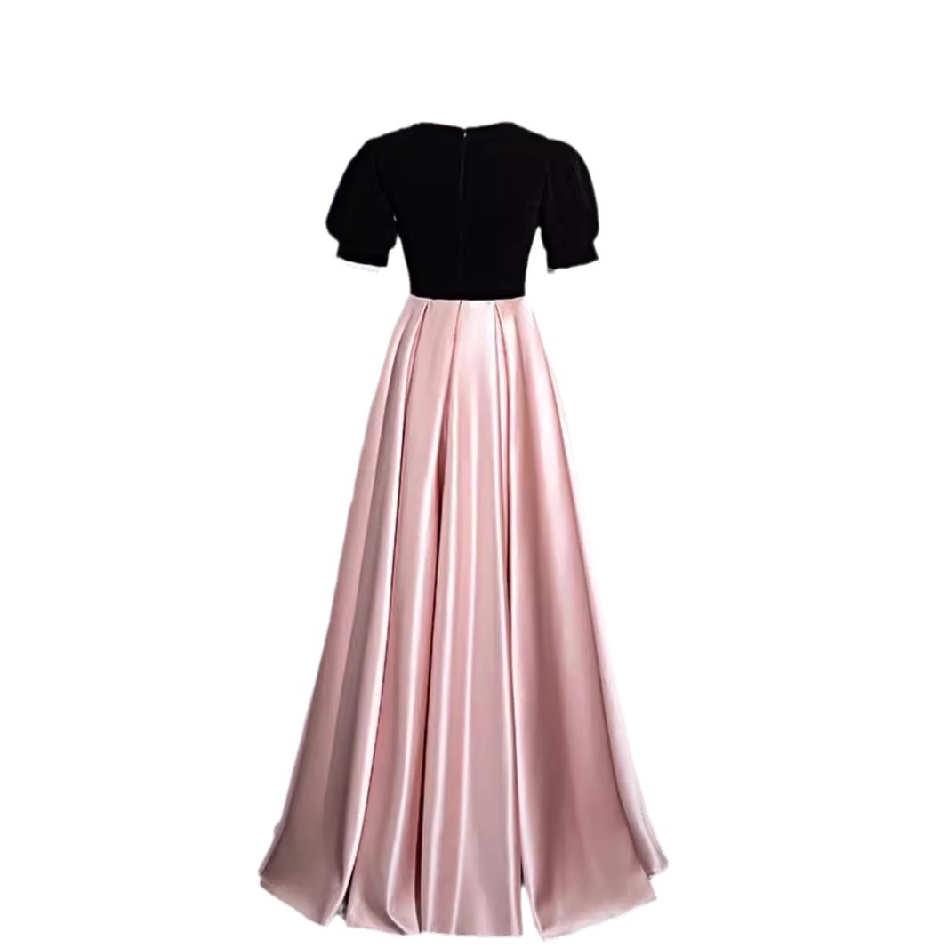 Vestido de noche vestido de lujo ligero nicho francés de alto nivel rosa 2026 nuevo vestido de espectáculo anfitrión solo