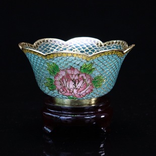 Traditional Intangible Cultural Heritage Chinese Craft Gift Cloisonné Transparent Blue 4.5inch Lace Bowl