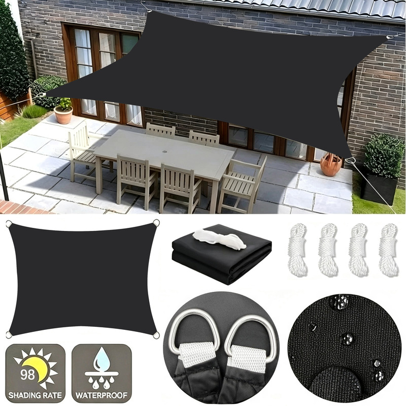 Cross-border rectangular sunshade sail, thickened Oxford cloth, waterproof for balcony, yard, pool, outdoor sun and rain protection canopy Cross-border rectangular sunshade sail, thickened Oxford cloth, waterproof for balcony, yard, pool, outdoor sun and rain protection canopy