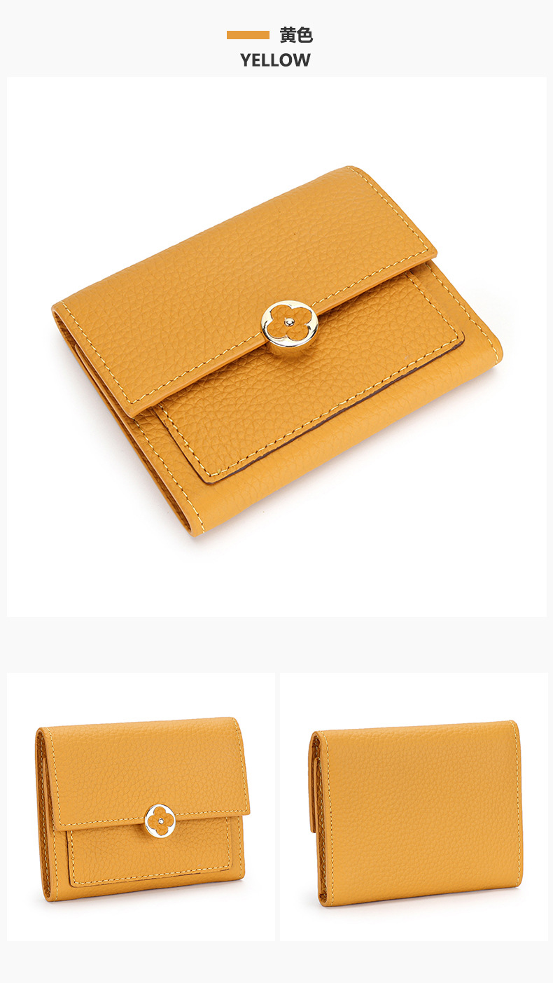 Leather Short Wallet Female 2022 New Style Soft Leather Three-fold Buckle Small Wallet display picture 3