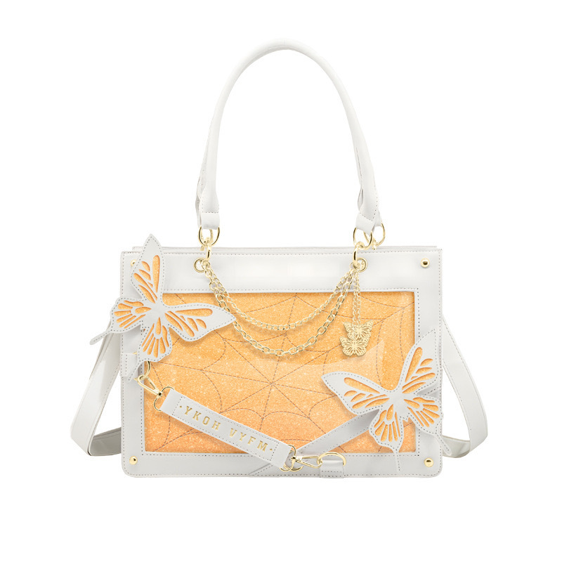 흰색과 주황색 나비(진주빛 미세 글리터)