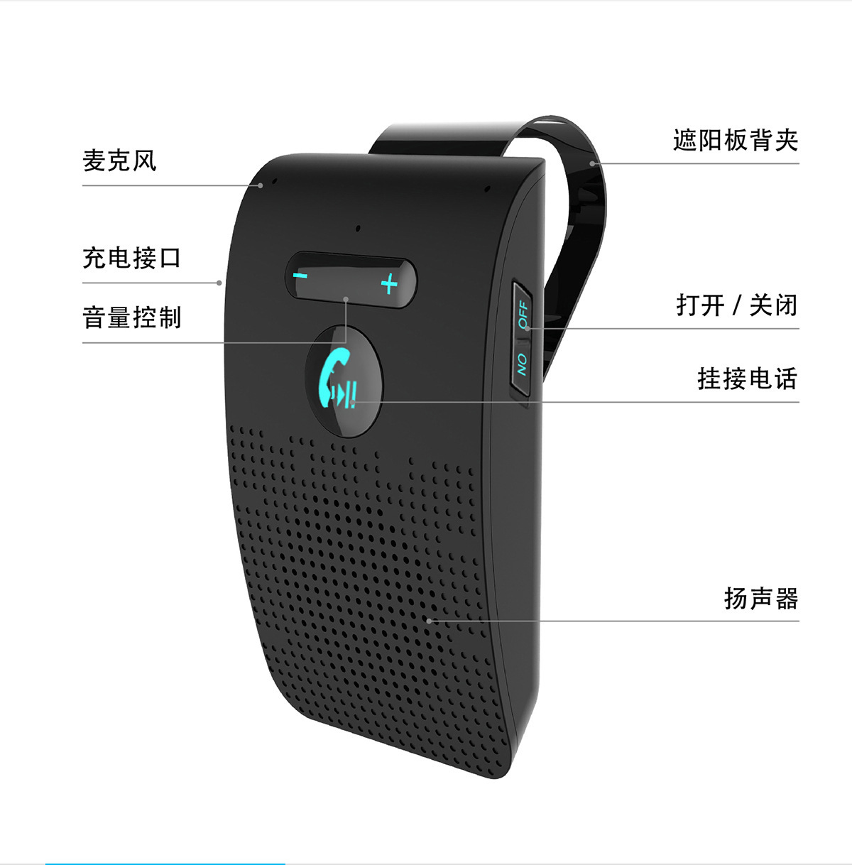 Sp09 Sun Visor Car Hands-Free Bluetooth Call System V5.0 Wireless Hands-Free Call One-To-Two Bluetooth Call