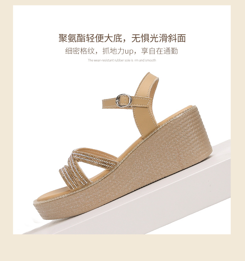 Sandal cao gót nữ đính đá phong cách cổ tích, gót xuồng 6.5 cm — M596 màu sâm panh chi tiết 7