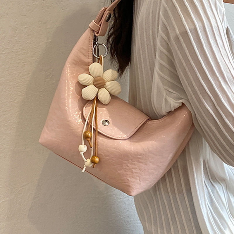 Luxury Oil Wax Leather Underarm Bag For Women - New Fashion Crescent Shoulder & Crossbody Bag - Thumbnail 4