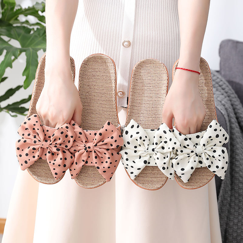 2023ins Korean Style Bow Linen Slippers Women's Summer Sweat Absorbing Soft Bottom Silent Internet Celebrity Home Sandals for Outer Wear 2023ins Korean Style Bow Linen Slippers Women's Summer Sweat Absorbing Soft Bottom Silent Internet Celebrity Home Sandals for Outer Wear
