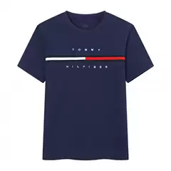 2024 in stock Tommy T-shirt Men's Short-sleeved Summer Round Neck Loose Casual Daily Base Shirt Trendy One-Piece