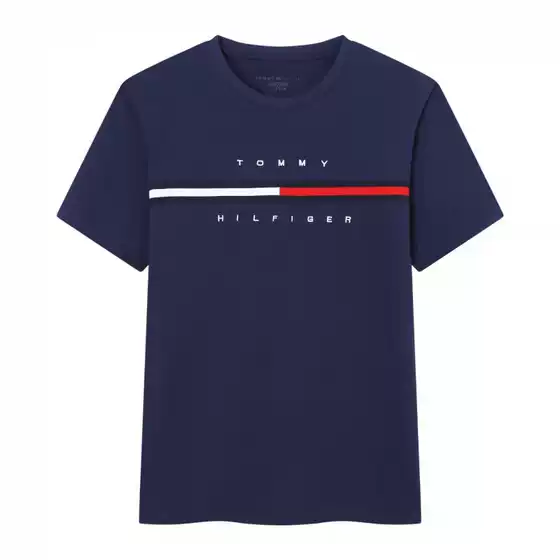 2024 in stock Tommy T-shirt Men's Short-sleeved Summer Round Neck Loose Casual Daily Base Shirt Trendy One-Piece