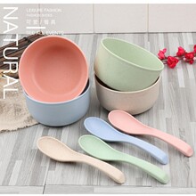 小麦秸秆碗宿舍家用饭碗防摔创意北欧儿童餐具米饭汤碗沙拉碗批发