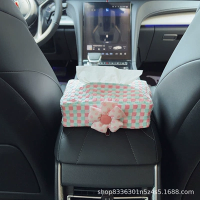 car-mounted tissue dispenser, car seat – Car tissue box/set - pink-flowers-pink-and-blue-bubble-pattern-tissue-box-armrest-box-version
