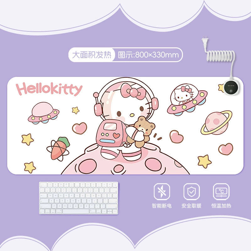 Hello kitty, table mat writing, table teaching laptop, mouse
