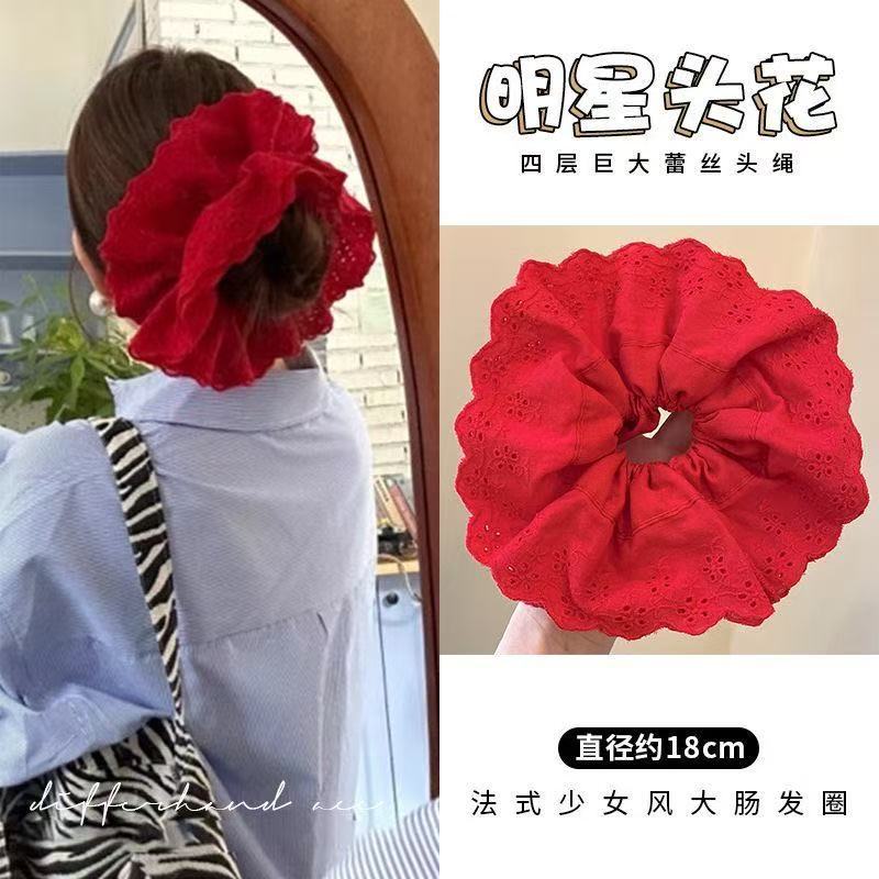 5721 라지 서클 - 레드 4겹 스플라이스 레이스 헤어밴드