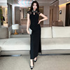 Retro cheongsam dress， children's slim fit， hip wrapped dress， long skirt