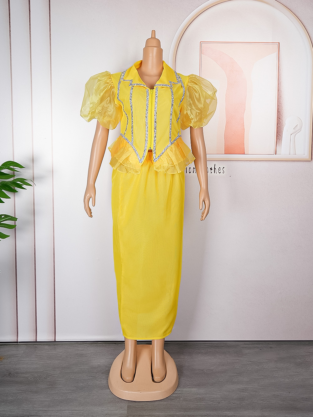 Women's Clothing women's skirt suit new hot diamond stitching two piece dress_voghion.com