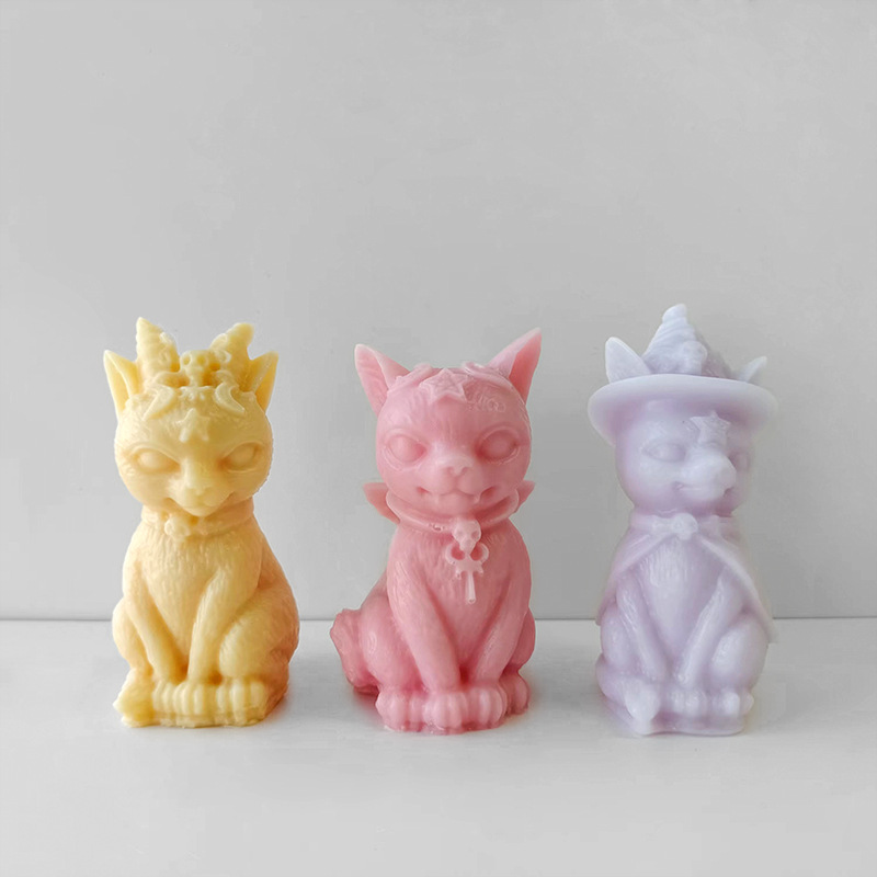 Nuevo molde de silicona gatito tridimensional DIY resina epoxi molde gatito aromaterapia hecho a mano decoración de la vela herramienta abrasiva