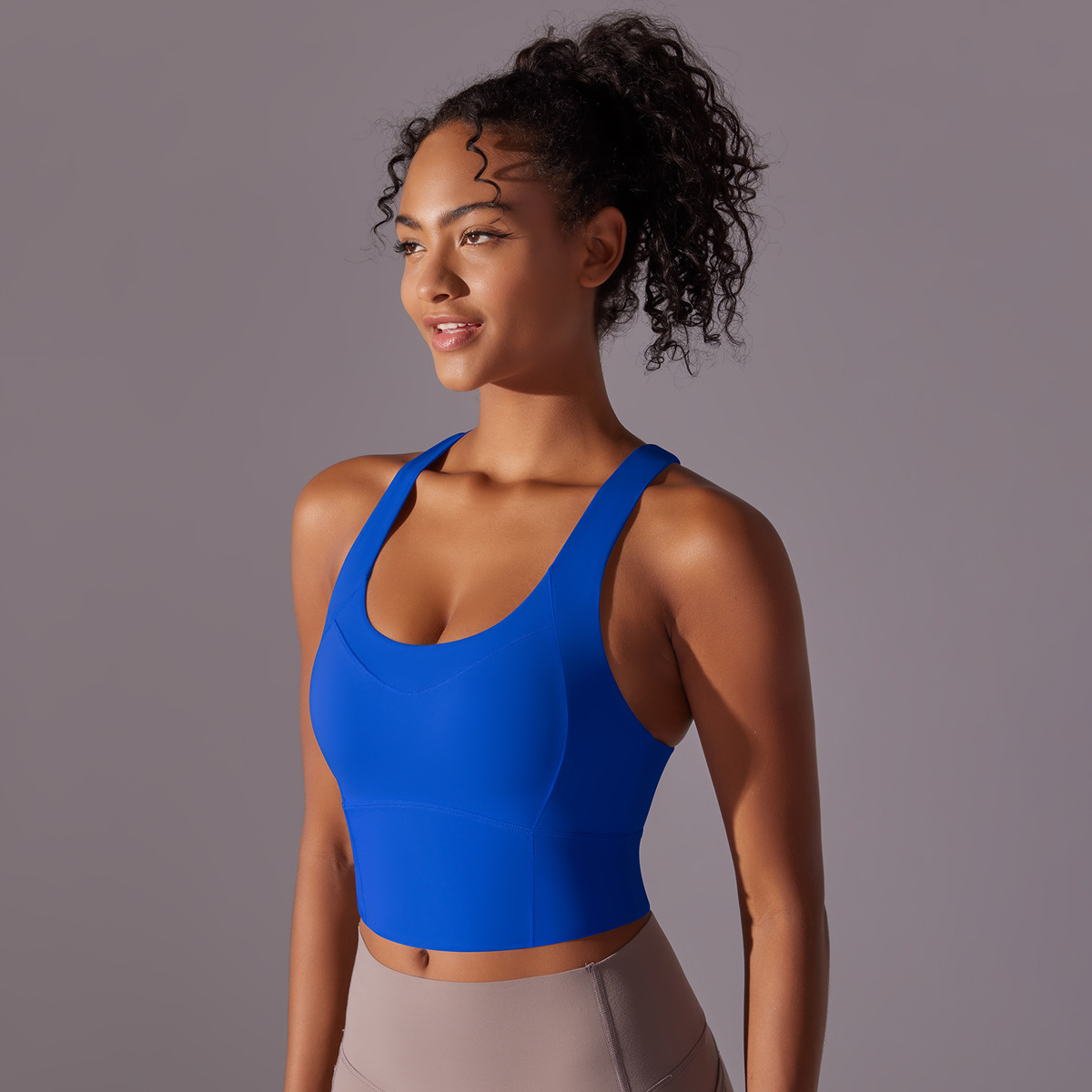140g Weight Sleeveless Sleeve Length Nylon, Cotton Blend Fabric Type Short Top Length Halter Crisscross Tank Tops Type Fitness, Yoga Occasion Strap Neckline Solid Color Pattern Sports Style Sports Solid Color Nylon Cotton Blend Strap Active Tops Halter Crisscross Tank 37