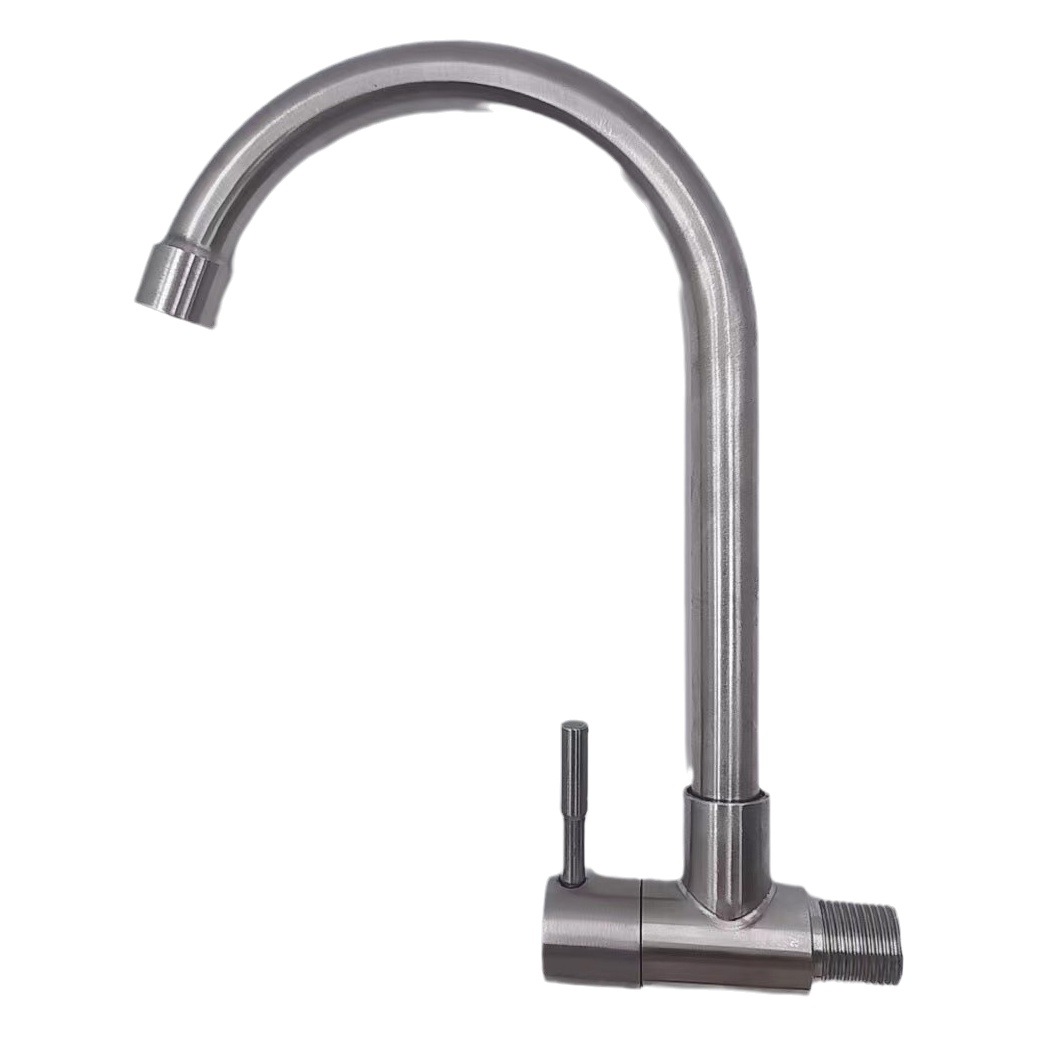 Stainless steel horizontal vegetable basin faucet kitchen into the wall single cold single water sink vegetable basin faucet manufacturers