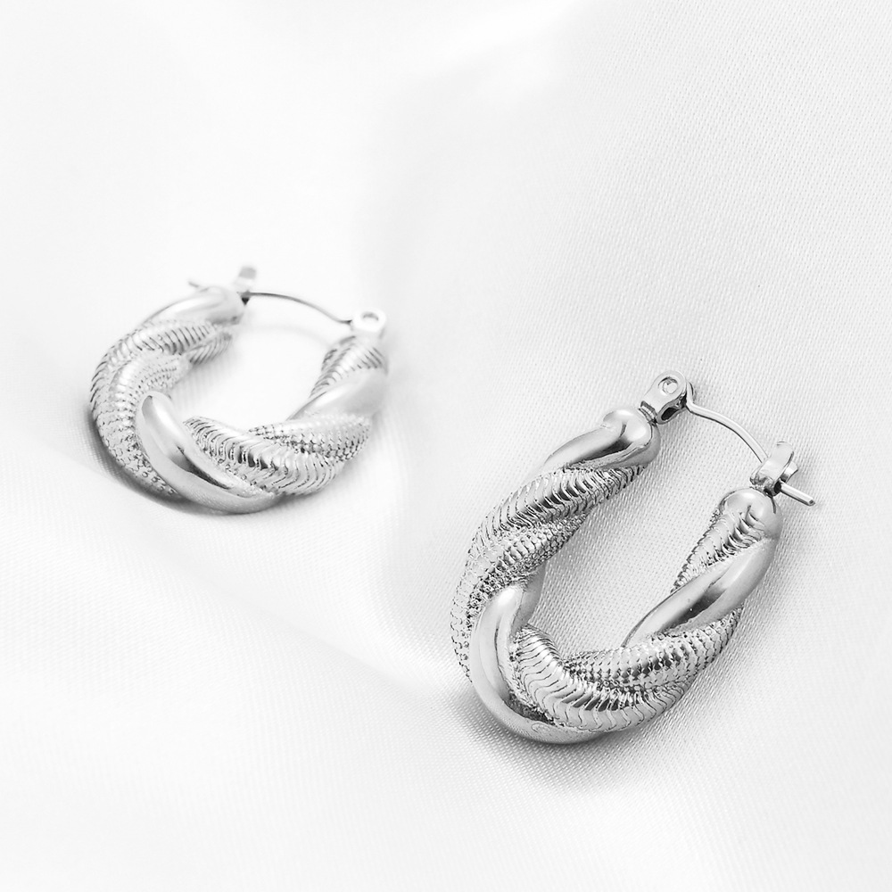Geometric, Solid Color Pattern Women's Gender 1 Pair Vintage Style Geometric Solid Color Plating Stainless Steel 14k Gold Plated Hoop Earrings