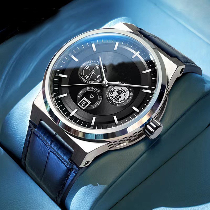 Boys' Fully Automatic Mechanical High-Bottom Youth Watch Luminous Calendar Multi-Functional Transparent Leather Cross-Border Men's Watch