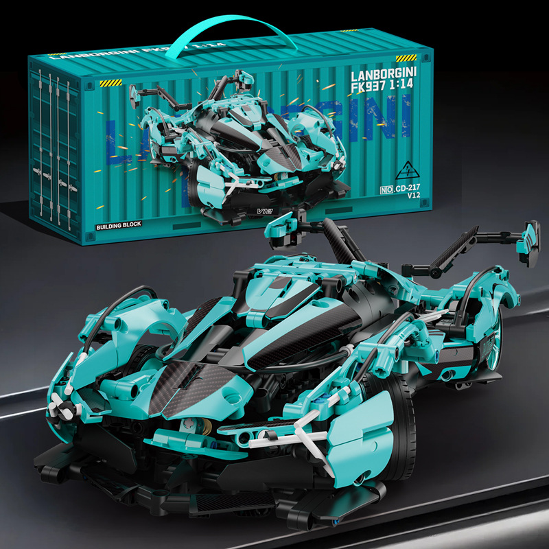 Compatible con Lamborghini V12 Black Samurai puzzle de ensamblaje de juguetes mecánicos autos deportivos regalos para niños