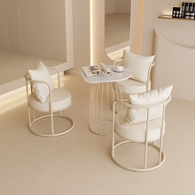 c曟1奶油风网红阳台小桌椅休闲椅三件套茶桌椅组合茶几轻奢创意桌