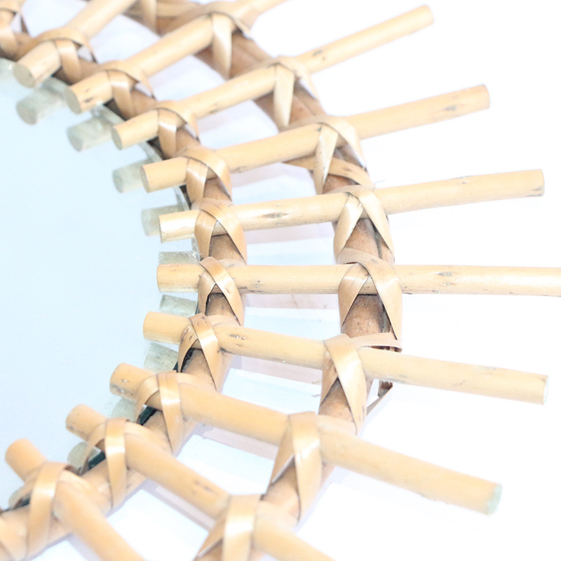 Personalización de sauce sol modelado ins espejo de maquillaje características creativas hechas a mano residencial hotel pared espejo decorativo de caña