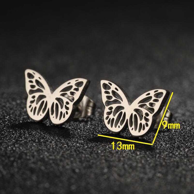 1 Pair Simple Style Butterfly Plating Hollow Out Stainless Steel Ear Studs display picture 1