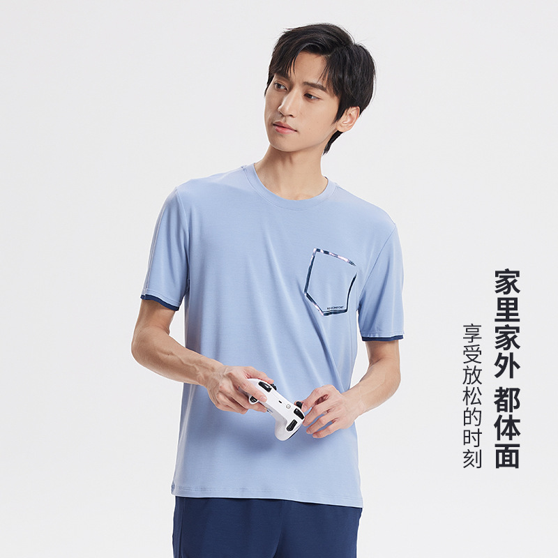 [Pocas cosas buenas] 80 camisetas modales de doble cara de manga corta para hombre de primavera y verano, camisa de fondo informal delgada