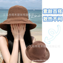 夏季新款编织渔夫帽时尚百搭大帽檐防晒帽慵懒沙滩遮阳草帽现货