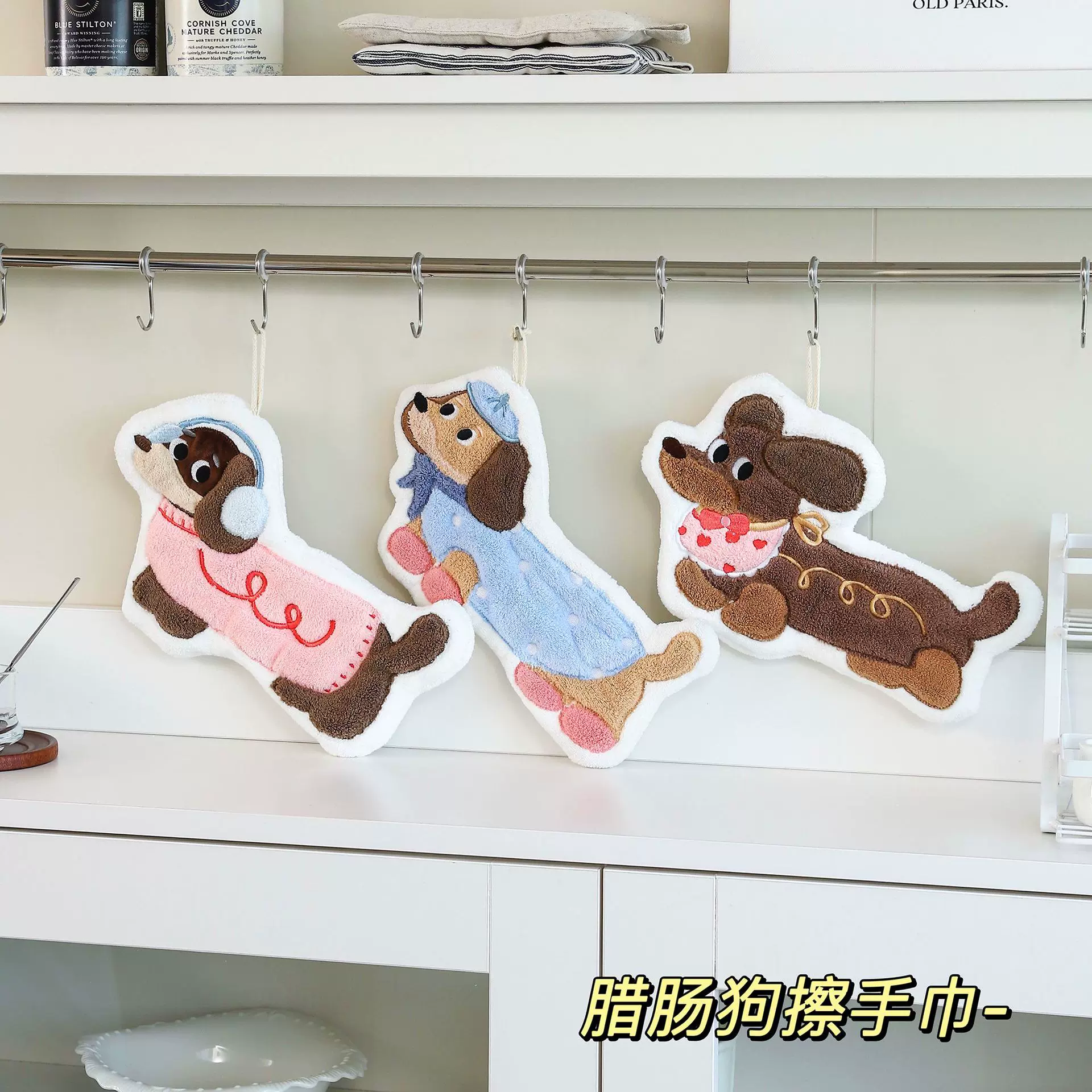 版权可挂式加厚超强吸水可爱卡通擦手巾珊瑚绒小方巾厨房浴室两用