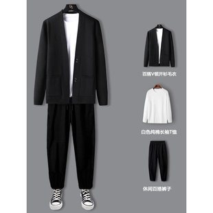 Spring and Autumn Men's Autumn Suits, New Trendy Casual Men's Suits, a Set of Handsome, Mature and Stable Three-Piece Suits