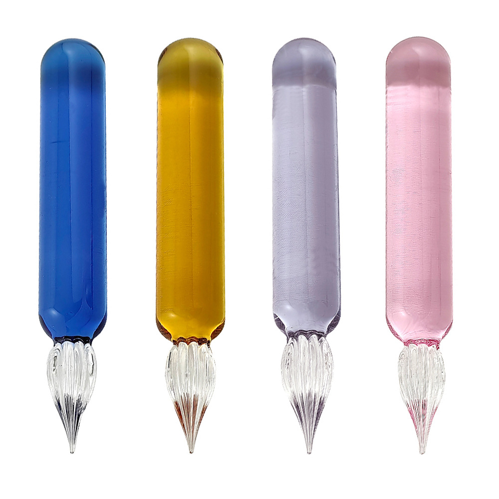 Japanese and Korean Stationery Gifts Short Glass Dip Pens Colored Ink Test Pens Mini Transparent Dip Pens