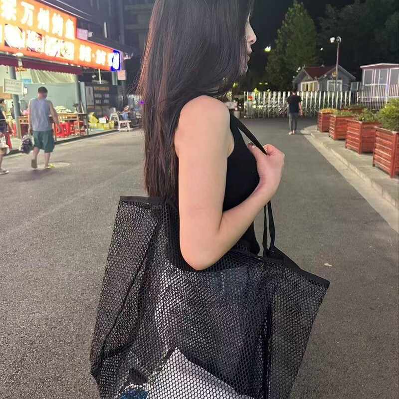 2024 New Transparent Mesh Shoulder Bag Fashion Lightweight Trendy Shopping Bag Beach Bag Storage Bag Beach Bag 2024 New Transparent Mesh Shoulder Bag Fashion Lightweight Trendy Shopping Bag Beach Bag Storage Bag Beach Bag