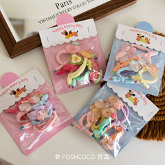 太めの手結び子供用ヘアゴム5本～かわいい漫画のヘアゴム、柔らかくて使いやすい、シンプルで甘いクマのヘアロープ