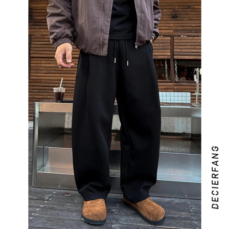 秋季新款韩系男士百搭弯刀裤时尚潮流美式休闲小众设计感长裤男|undefined