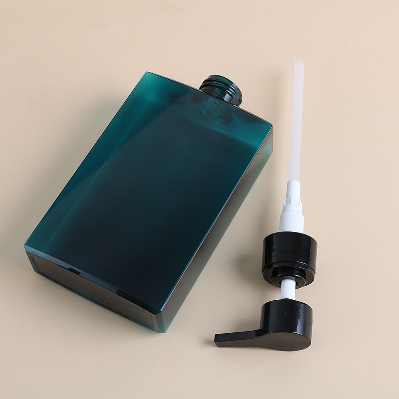 New PETG Plastic Shampoo Bottle, High-End Shower Gel 400ml Square Refill Bottle with Pump